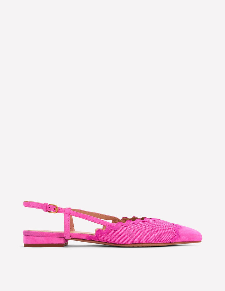 Ric Rac Detail Pointed Flats-Festival Pink
