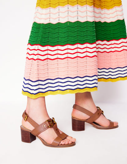 Block Heel Hardware Sandals-Tan-2