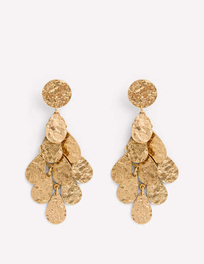 Hammered Teardrop Earrings-Gold