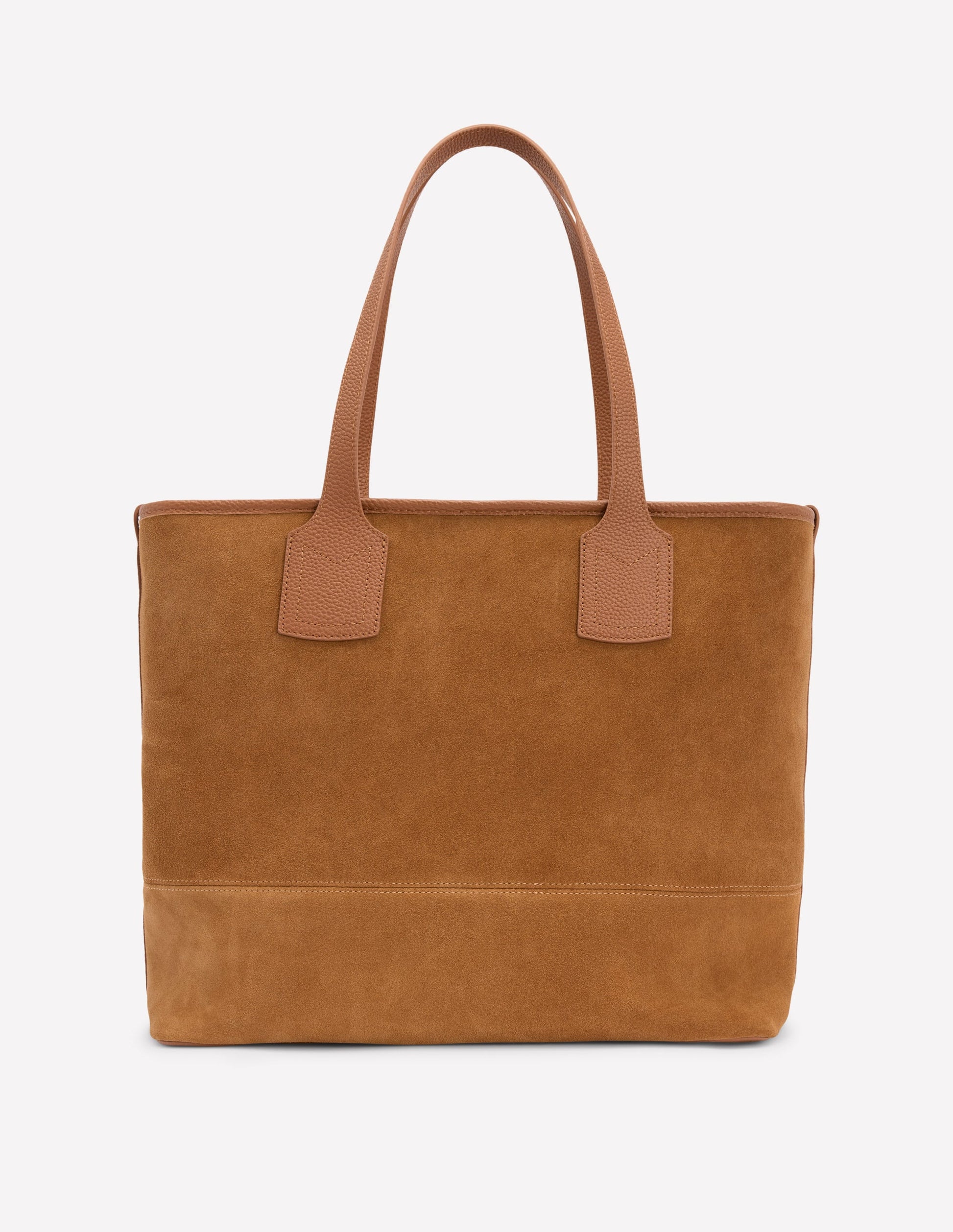Suede Tote Bag-Tan-1