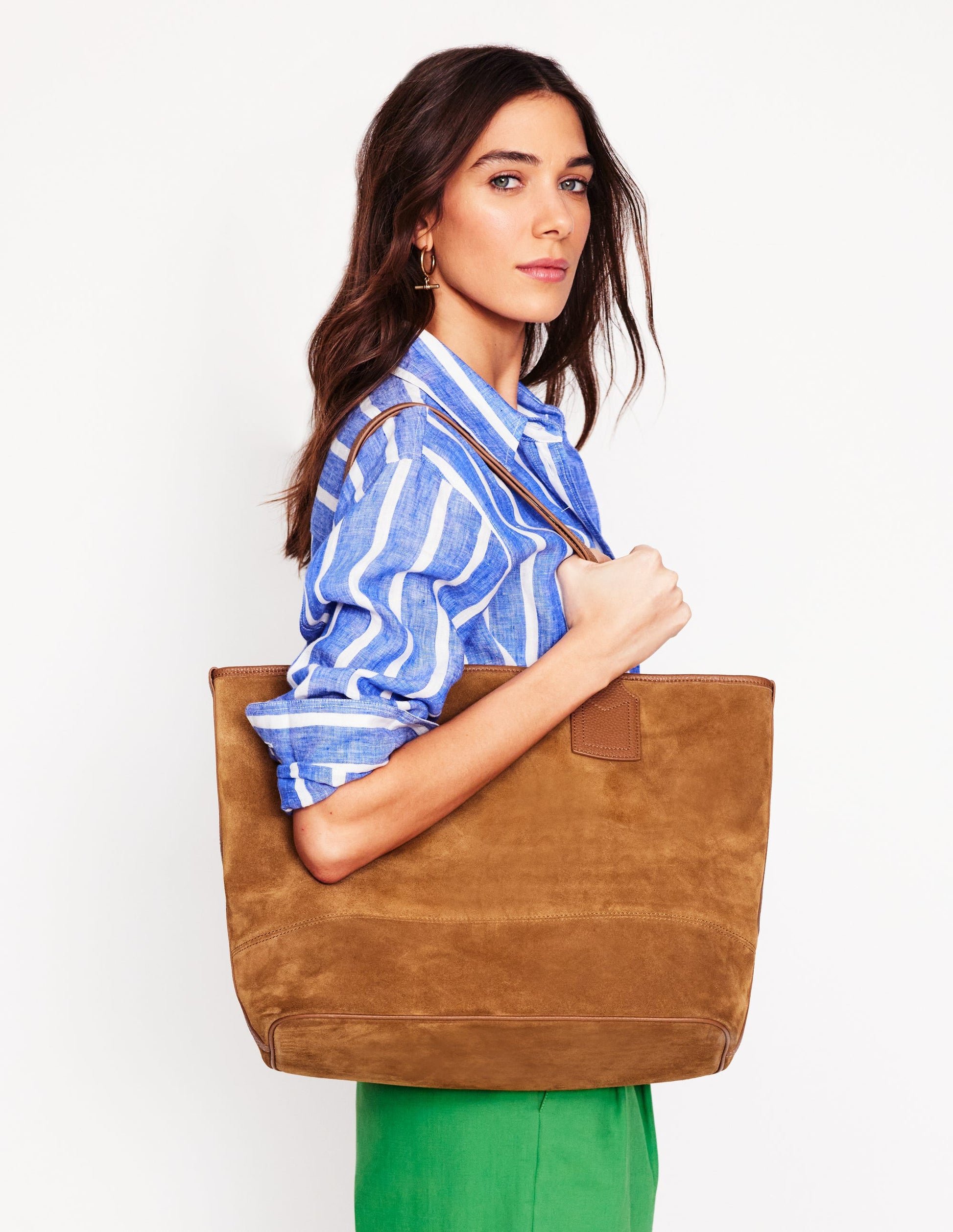 Suede Tote Bag-Tan-2