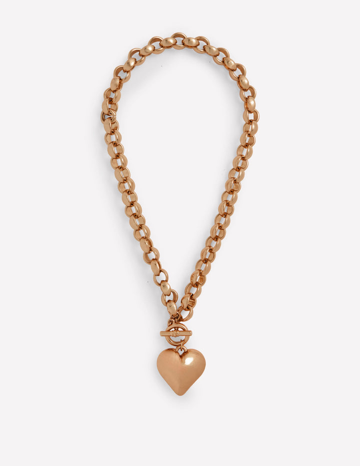 Chunky Heart Necklace-Gold Colour