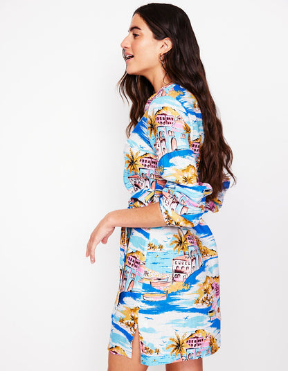 Cleo Linen Tie Waist Dress-Multi, Paradise Bay-3