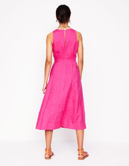 Carla Linen Midi Dress-Pink Peony