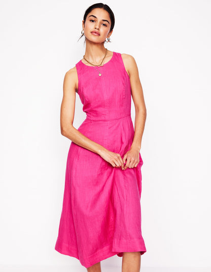 Carla Linen Midi Dress-Pink Peony