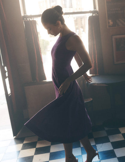Carla Linen Midi Dress-Royal Purple-2