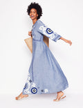 Una Linen Midi Dress-Chambray