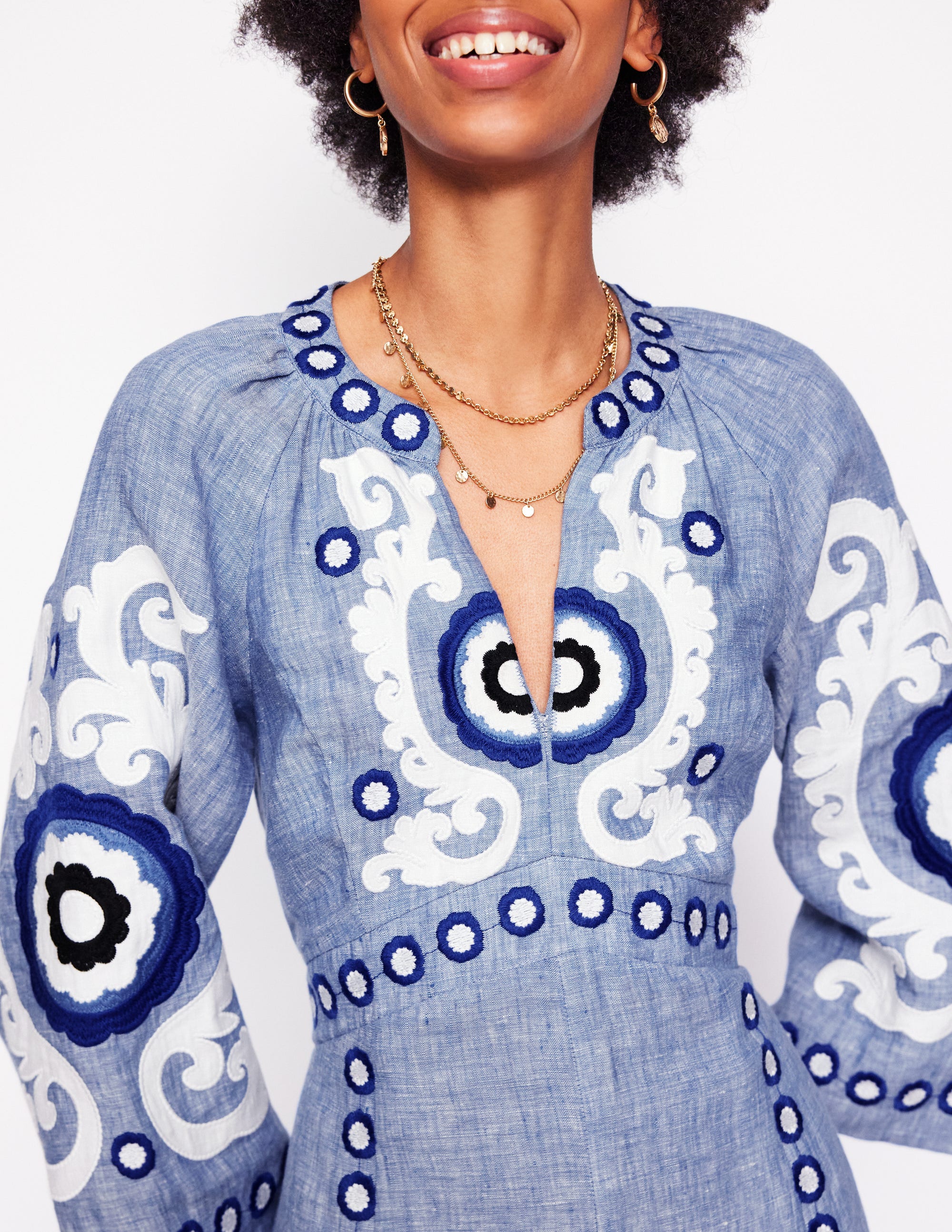Una Linen Midi Dress-Chambray - Image 3