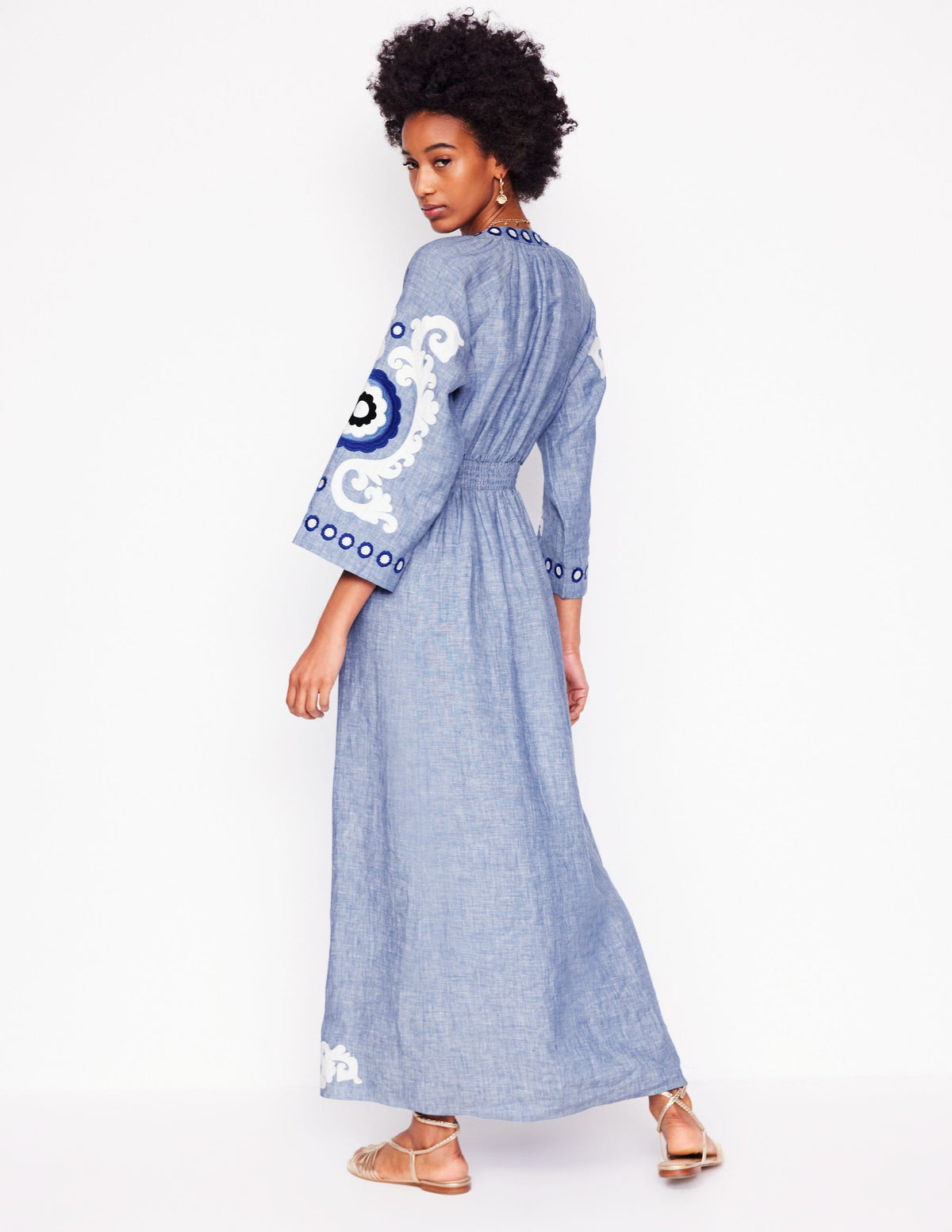Una Linen Midi Dress-Chambray - Image 5