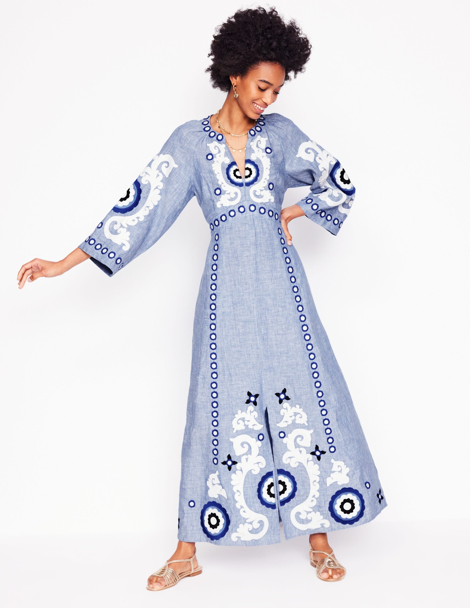 Una Linen Midi Dress-Chambray - Image 6