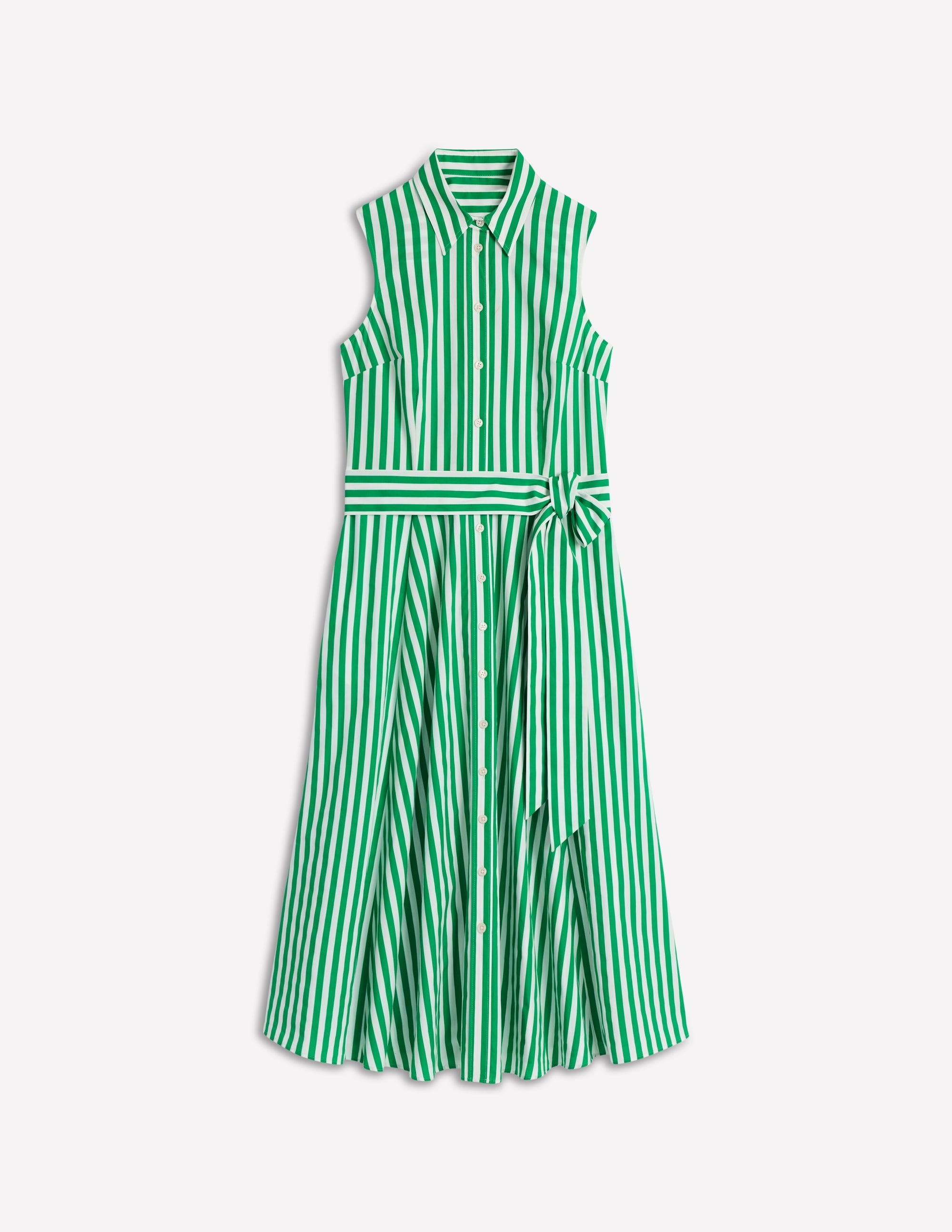 Amy Sleeveless Shirt Dress-Rich Emerald Stripe - Image 5