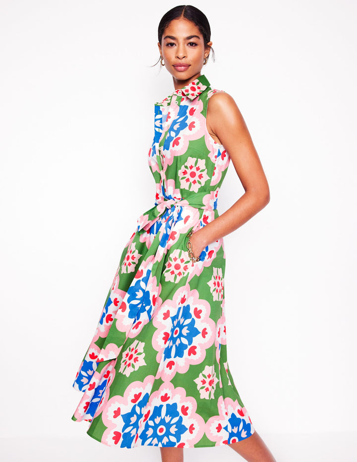 Amy Sleeveless Shirt Dress-Multi, Bloom Geo