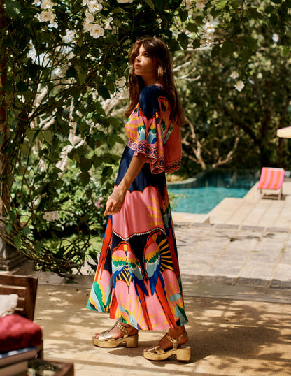 Maya Kimono Jersey Maxi Dress-Multi, Paradise Parrot-5