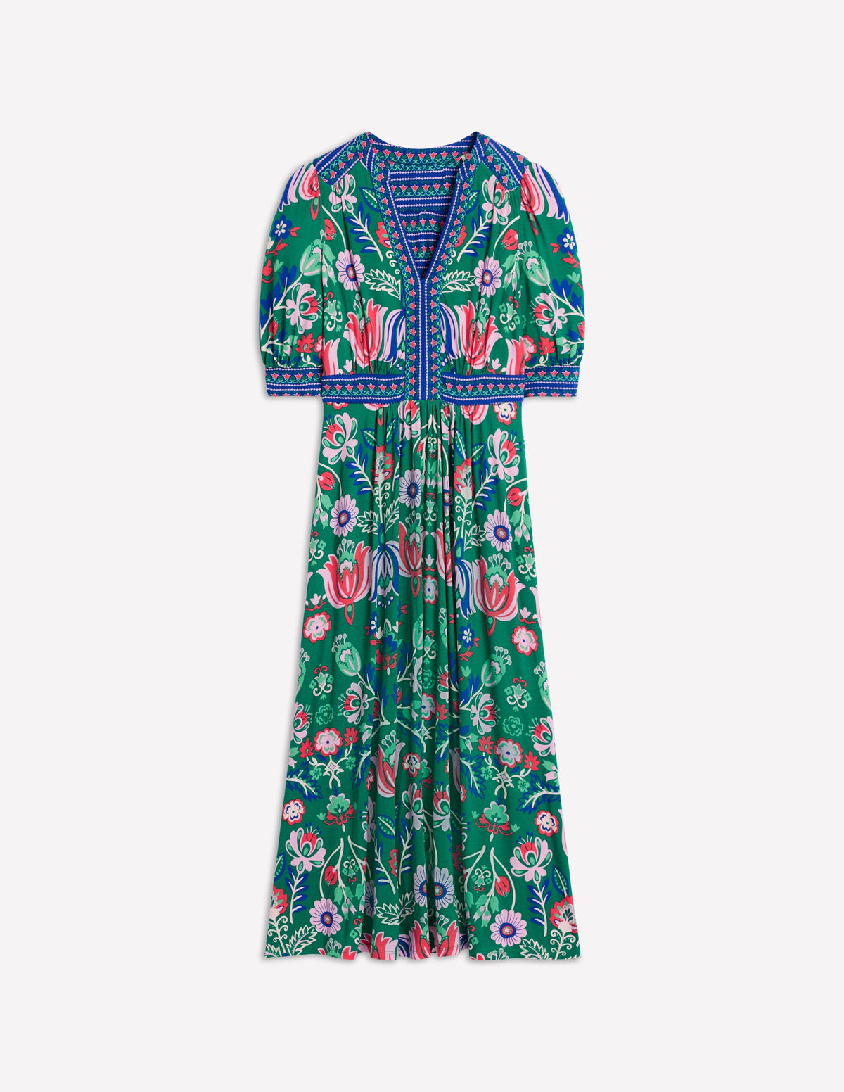 Lily Jersey Midi Tea Dress-Forest Grass, Tulip Fusion - Image 6