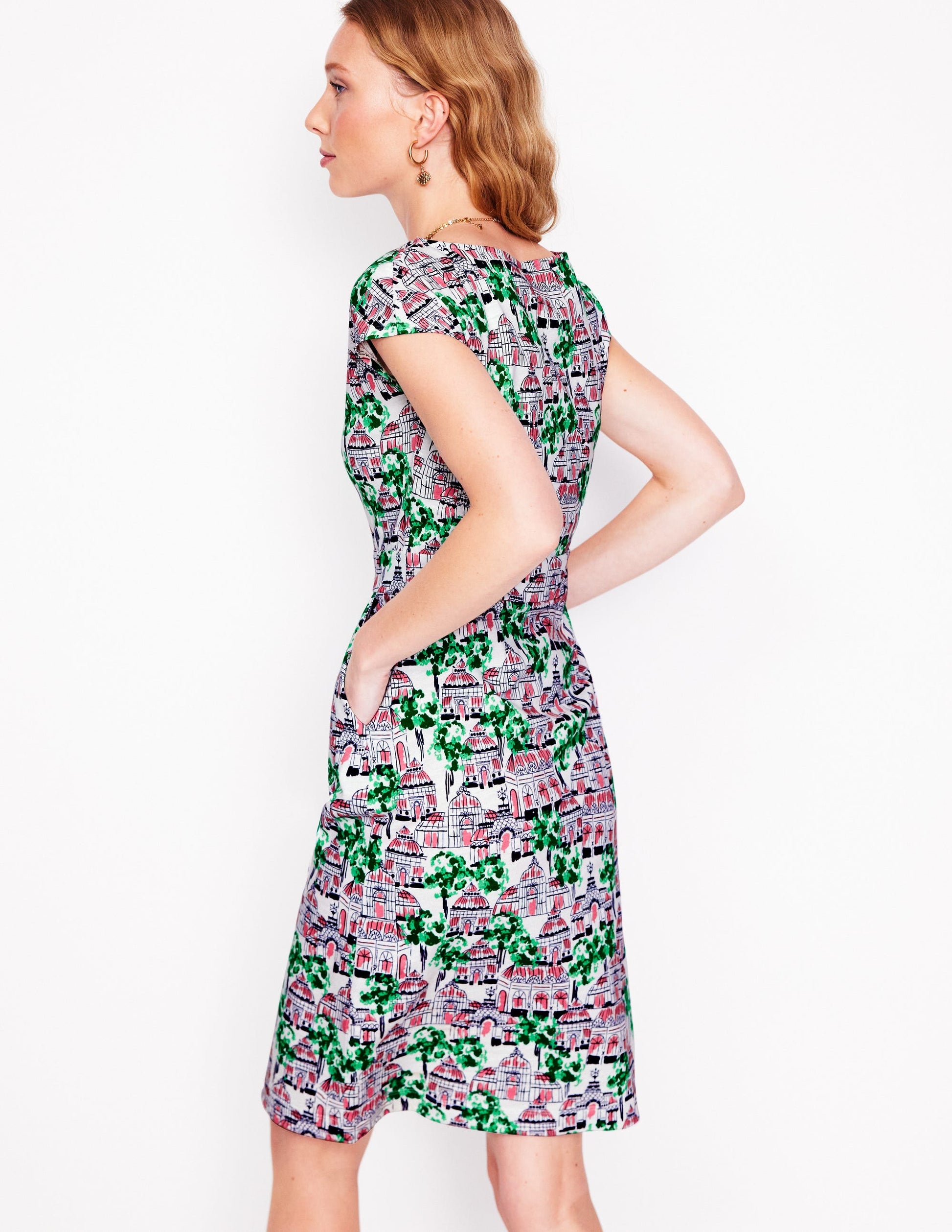 Florrie Jersey Dress-Ivory, Botanical Greenhouse-3