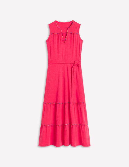 Tara Trim Tiered Jersey Dress-Camelia Pink-7