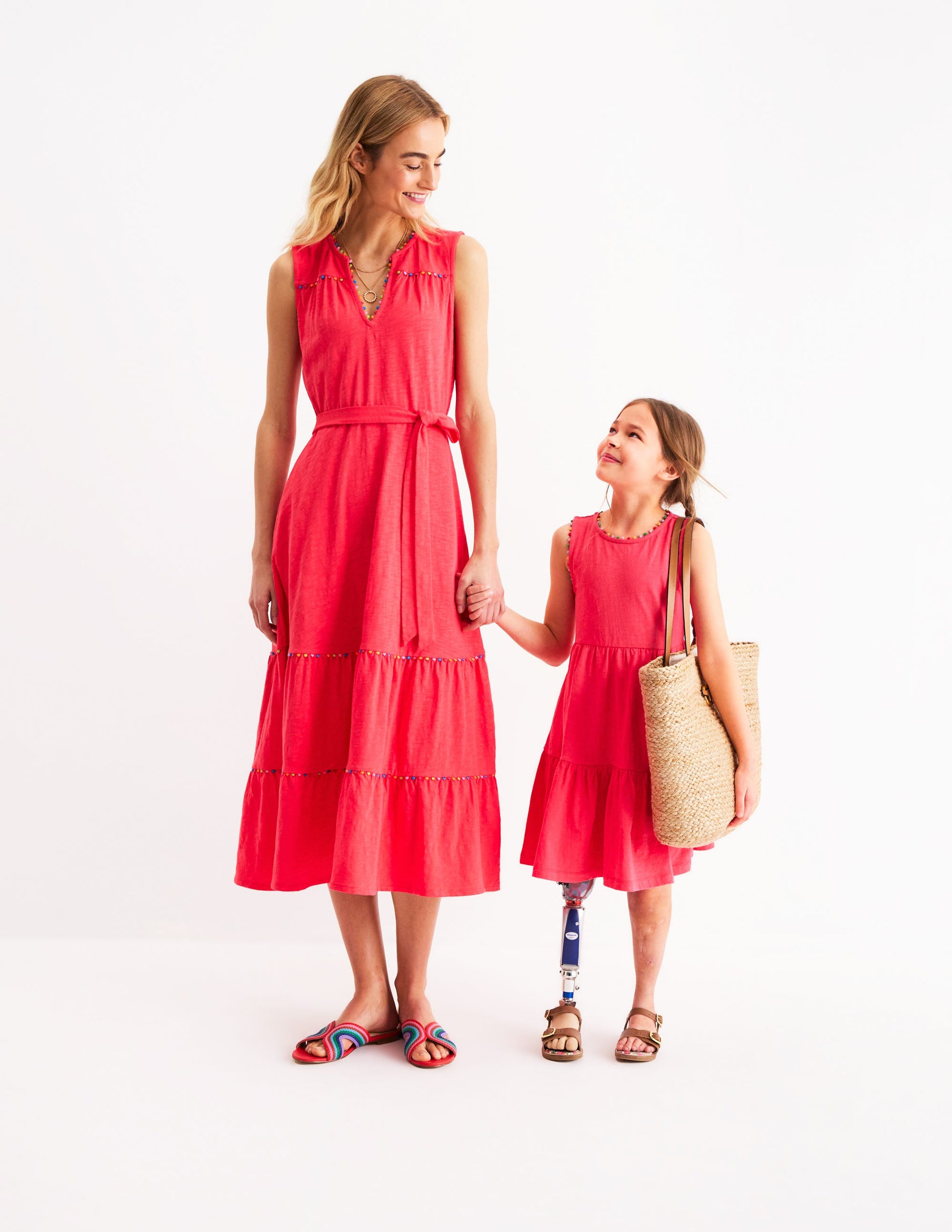 Tara Trim Tiered Jersey Dress-Camelia Pink-6