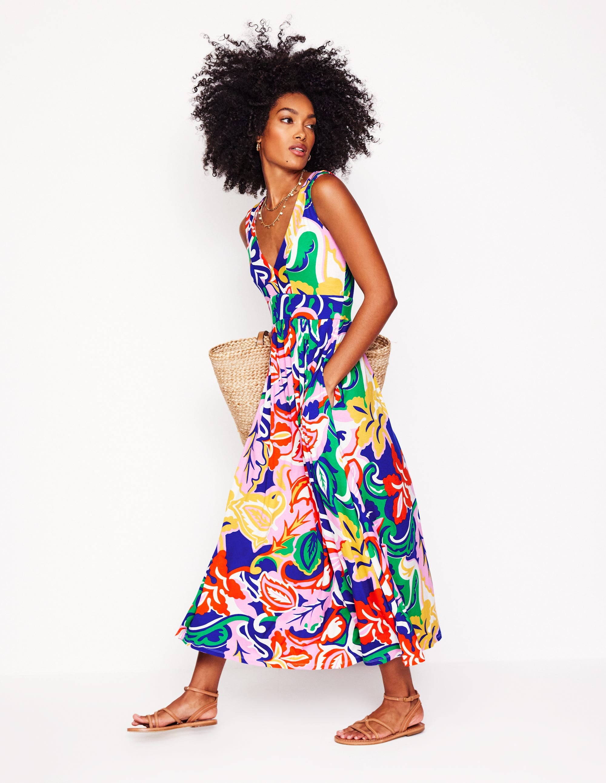 Olympia Jersey Maxi Dress-Multi, Foliage Twirl - Image 1