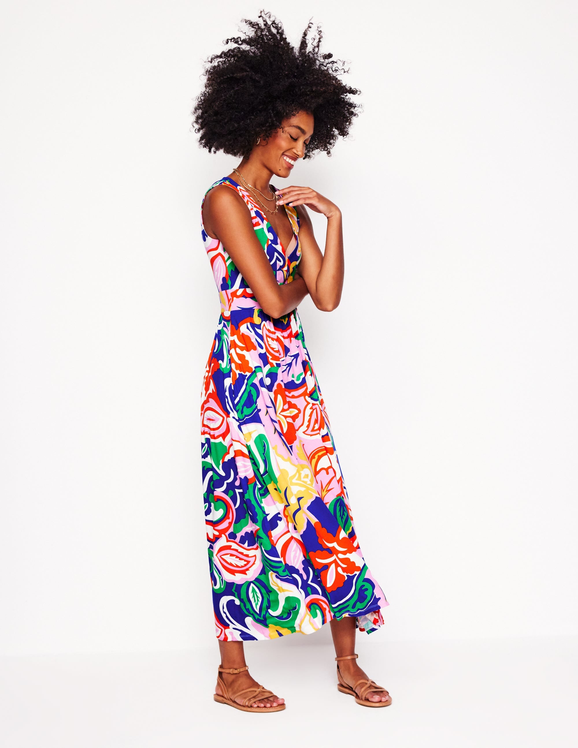 Olympia Jersey Maxi Dress-Multi, Foliage Twirl - Image 4