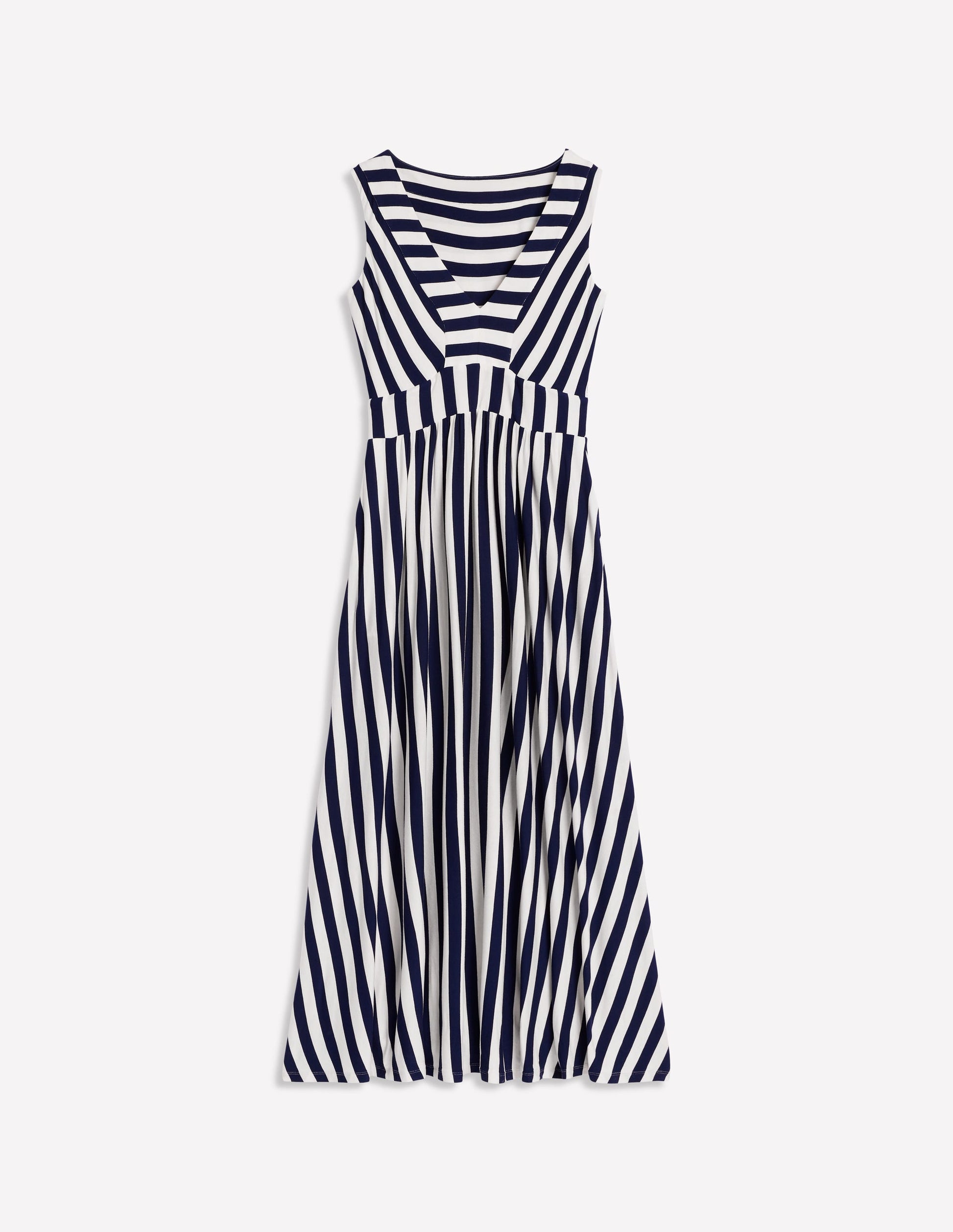 Olympia Jersey Maxi Dress-French Navy, Ivory Stripe-6