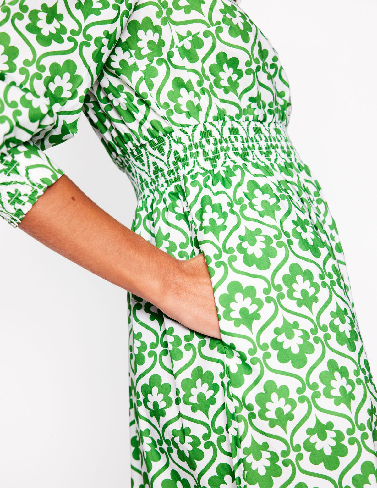 Elena Tiered Cotton Midi Dress-Paradise Green, Ivy Trellis - Image 2