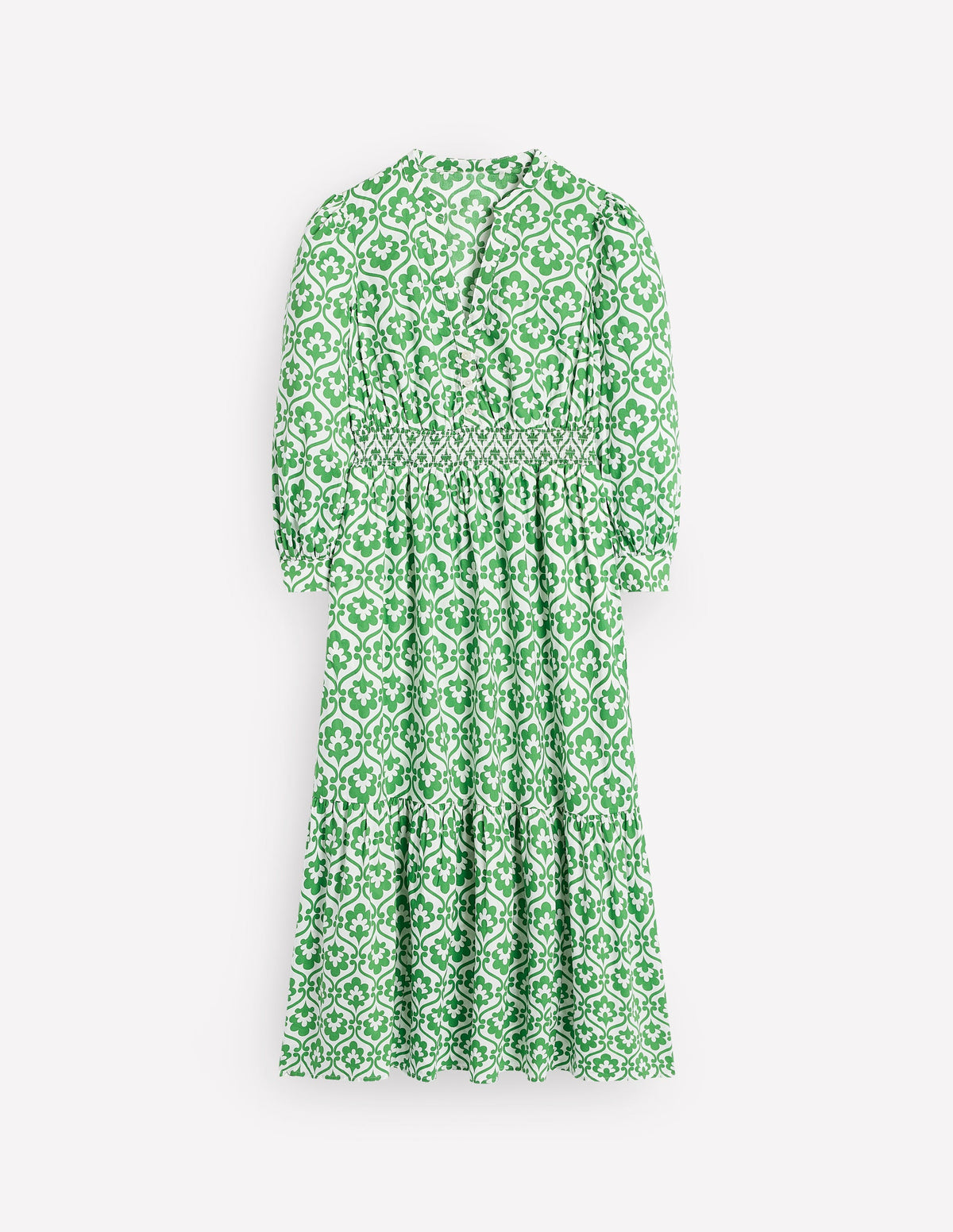 Elena Tiered Cotton Midi Dress-Paradise Green, Ivy Trellis - Image 7