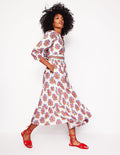 Violet Midi Dress-Ivory, Wildflower Stamp
