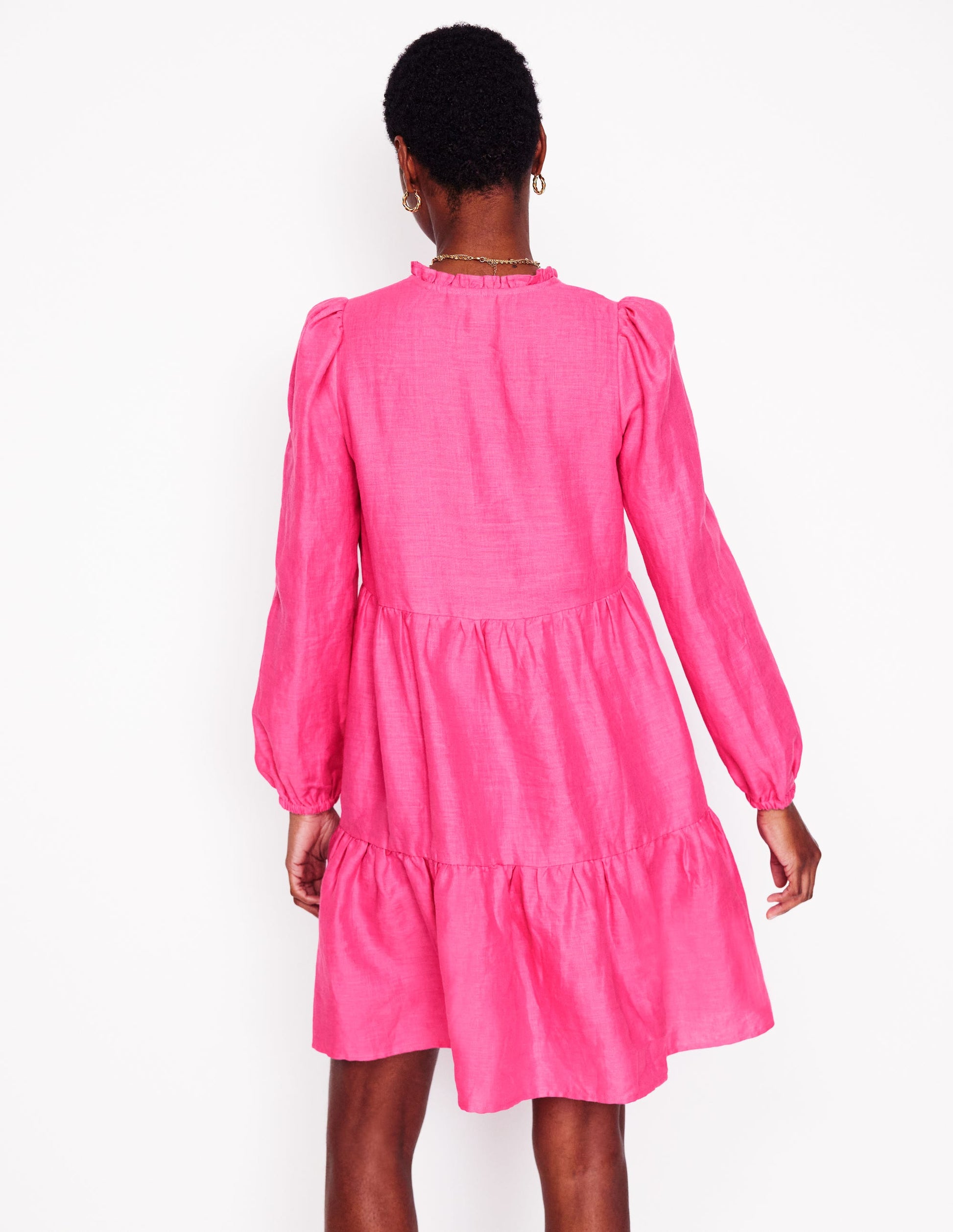 Esme Linen Mini Dress-Pink Peony | Boden Global Esme Linen Mini Dress-Pink Peony | Boden Global