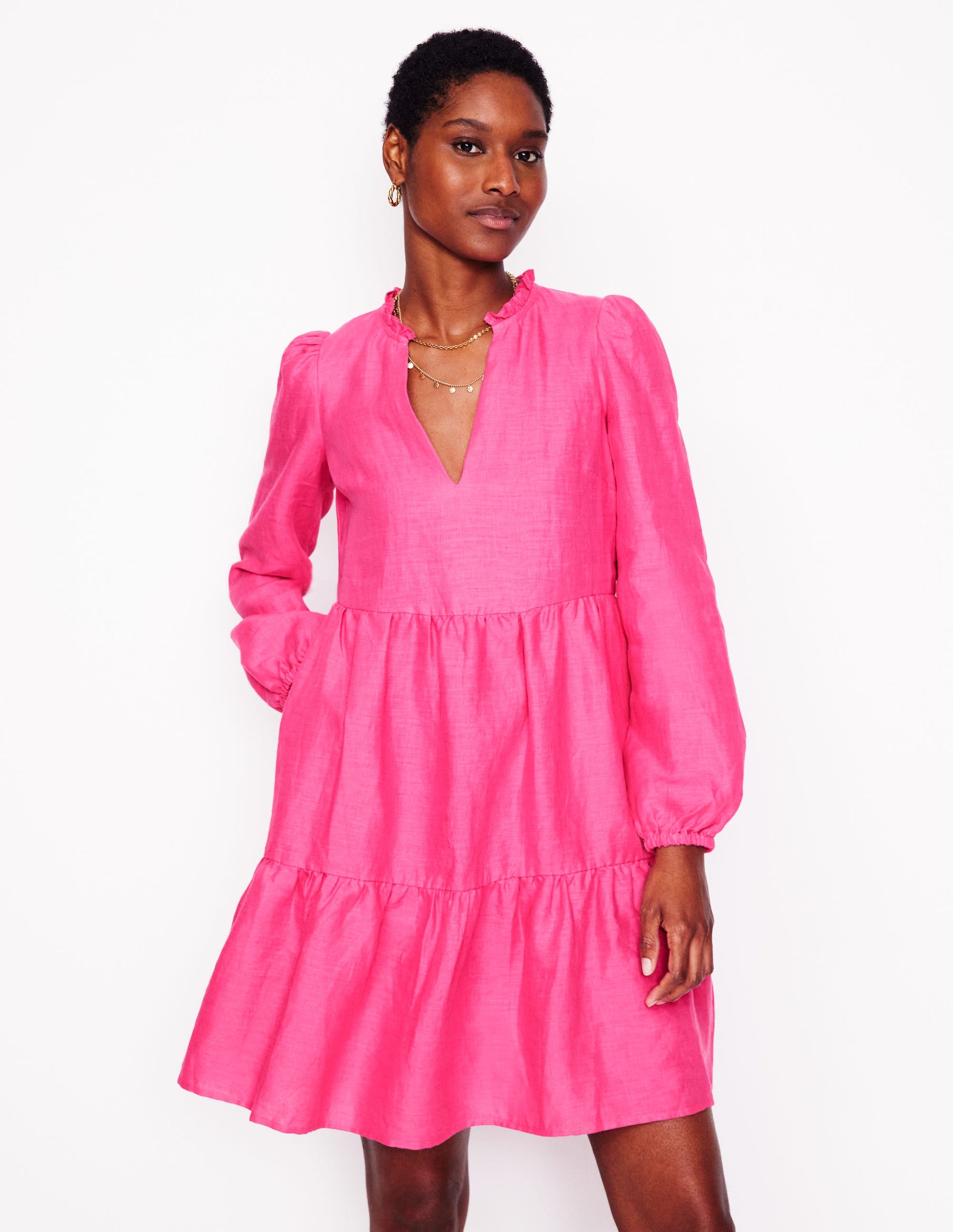 knee length dresses for ladies Esme Linen Mini Dress-Pink Peony knee length dresses for ladies Esme Linen Mini Dress-Pink Peony