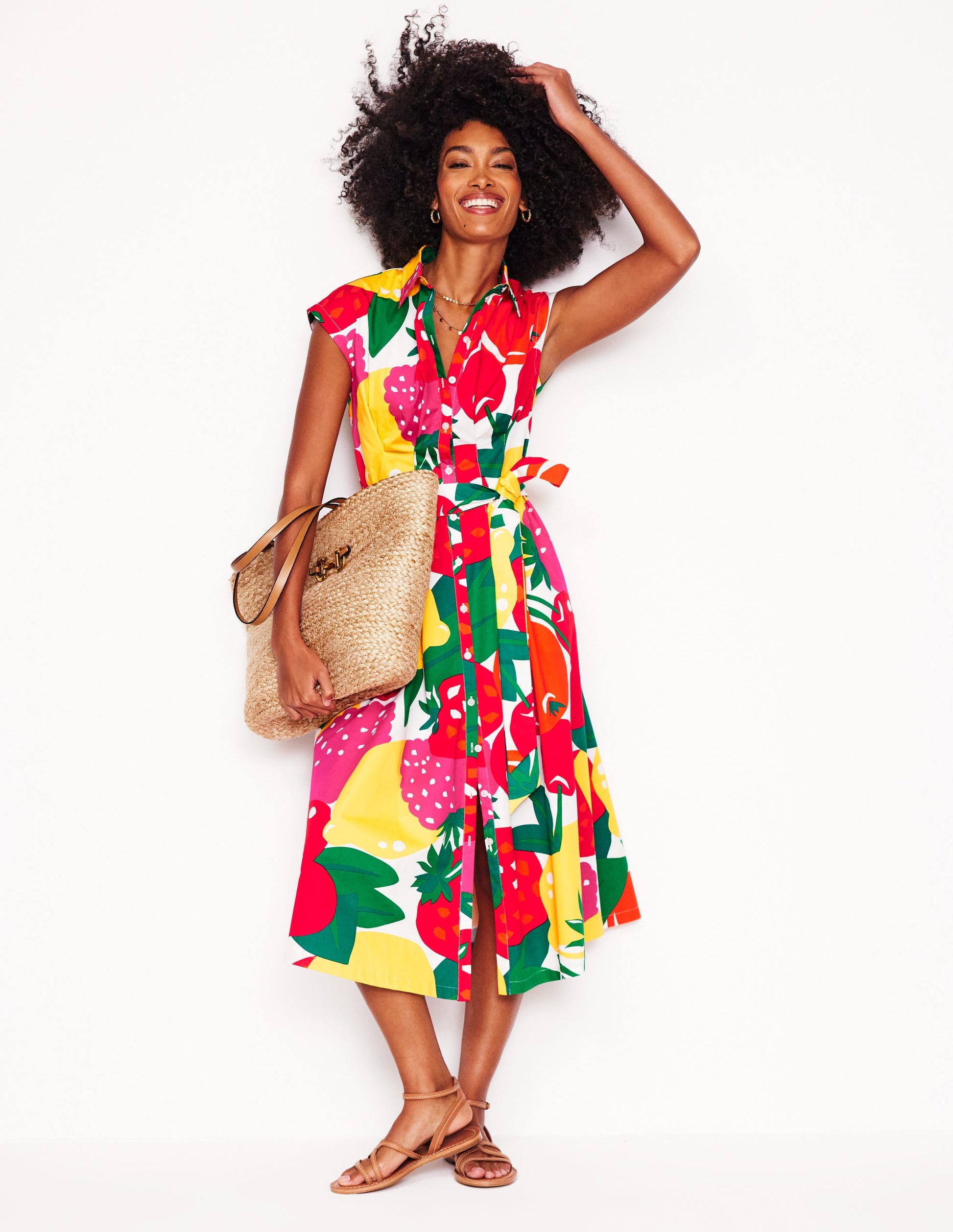 Rachel Cotton Midi Shirt Dress-Multi, Summer Fruits | Boden Global Rachel Cotton Midi Shirt Dress-Multi, Summer Fruits | Boden Global