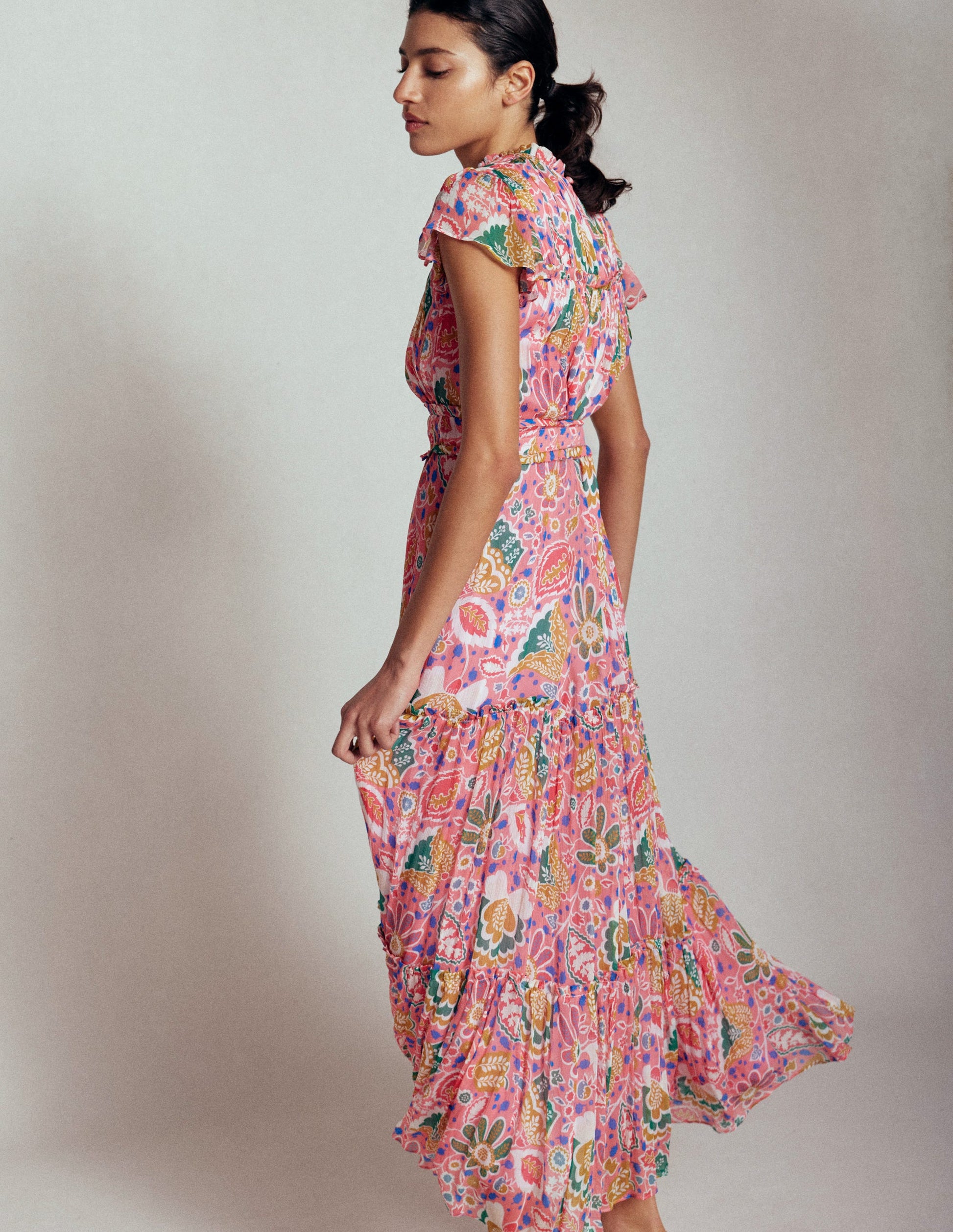 High Neck Sleeveless Dress-Multi, Flourishing Blooms-3