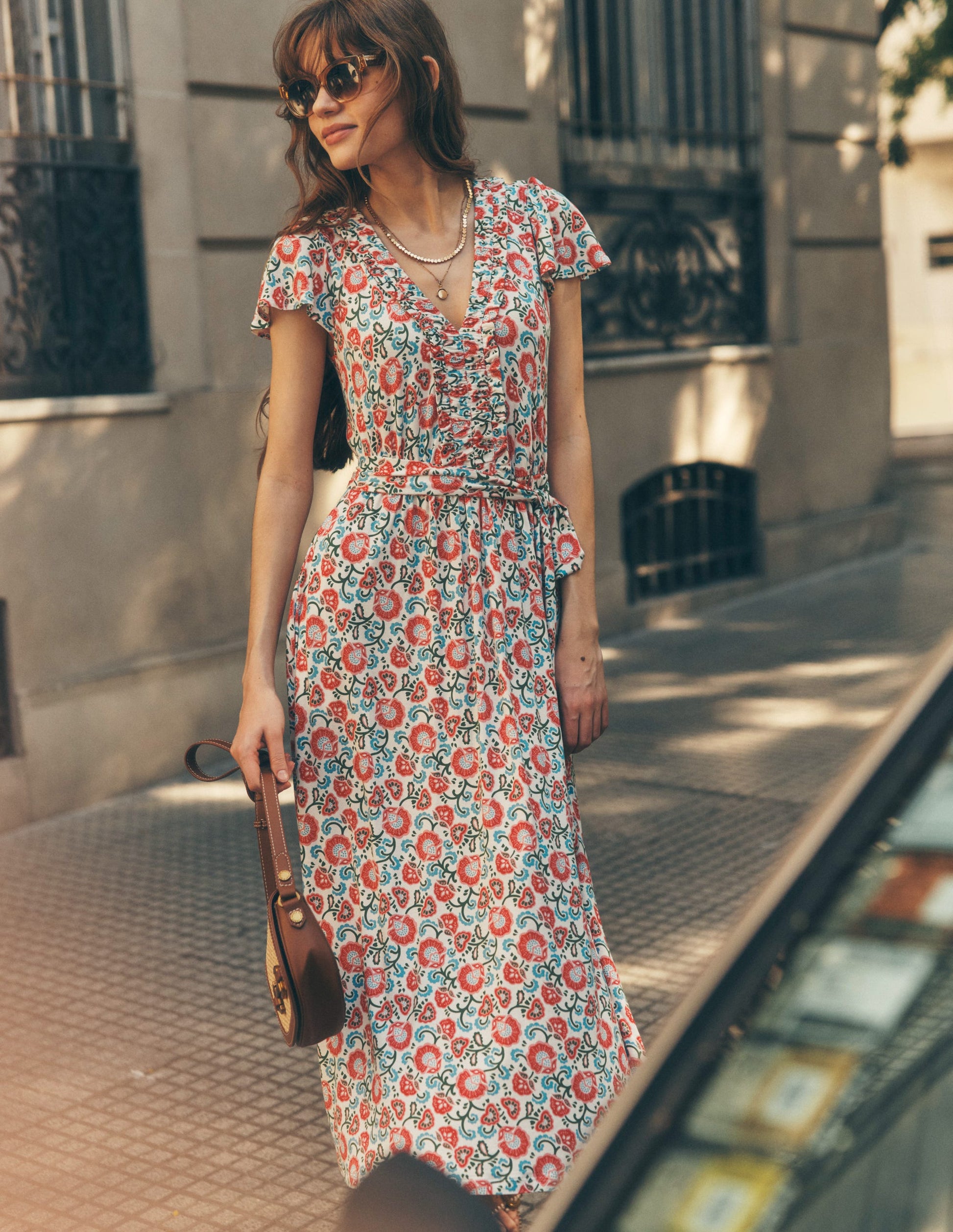 Nicola Jersey Tea Dress-Ivory, Garden Vine | Boden Global Nicola Jersey Tea Dress-Ivory, Garden Vine | Boden Global