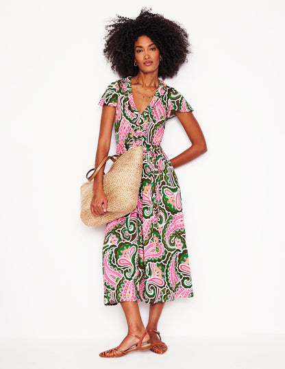 Nicola Jersey Tea Dress-Multi, Scallop Paisley-1