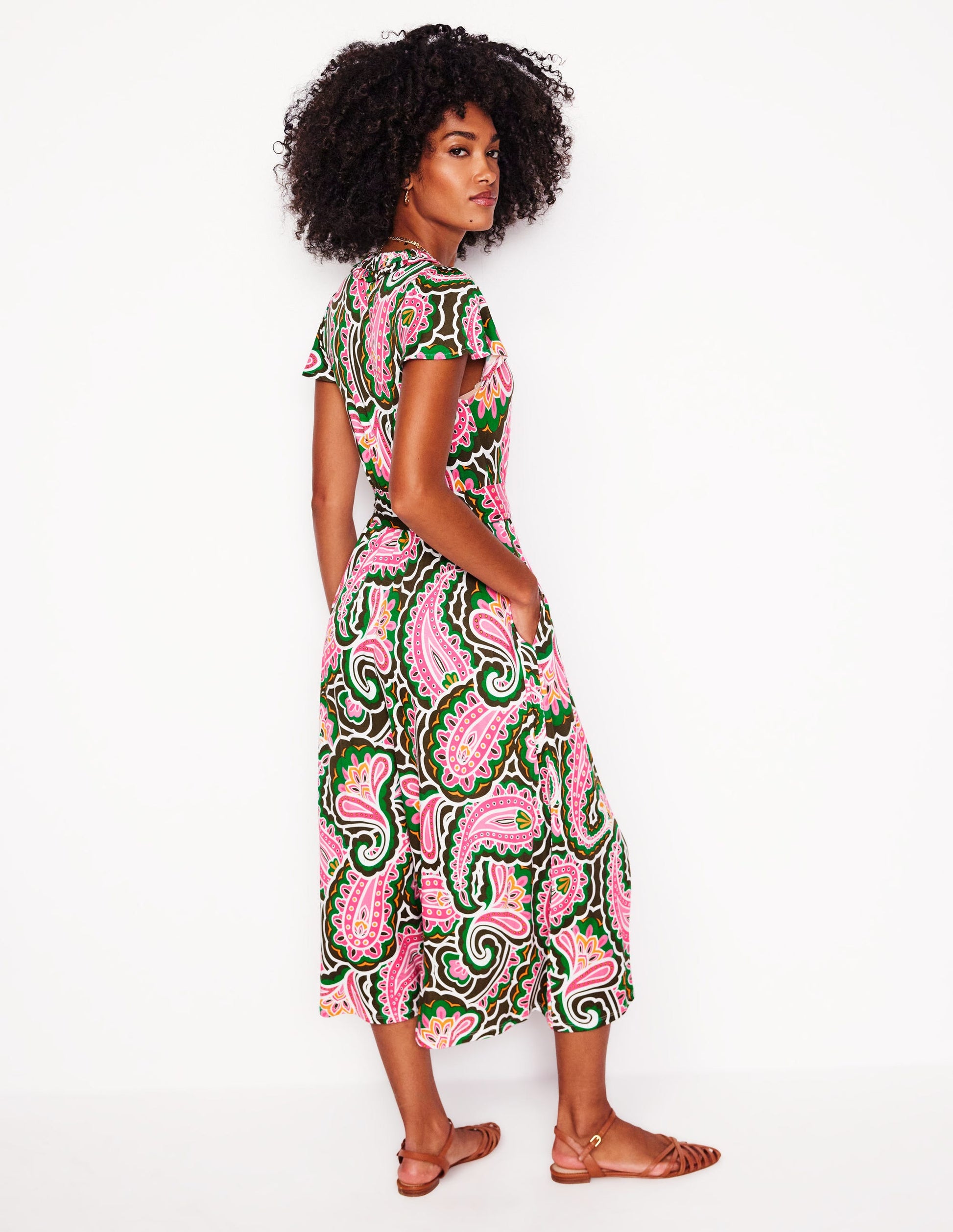 Nicola Jersey Tea Dress-Multi, Scallop Paisley-3