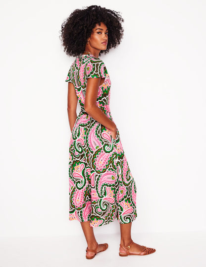 Nicola Jersey Tea Dress-Multi, Scallop Paisley-3