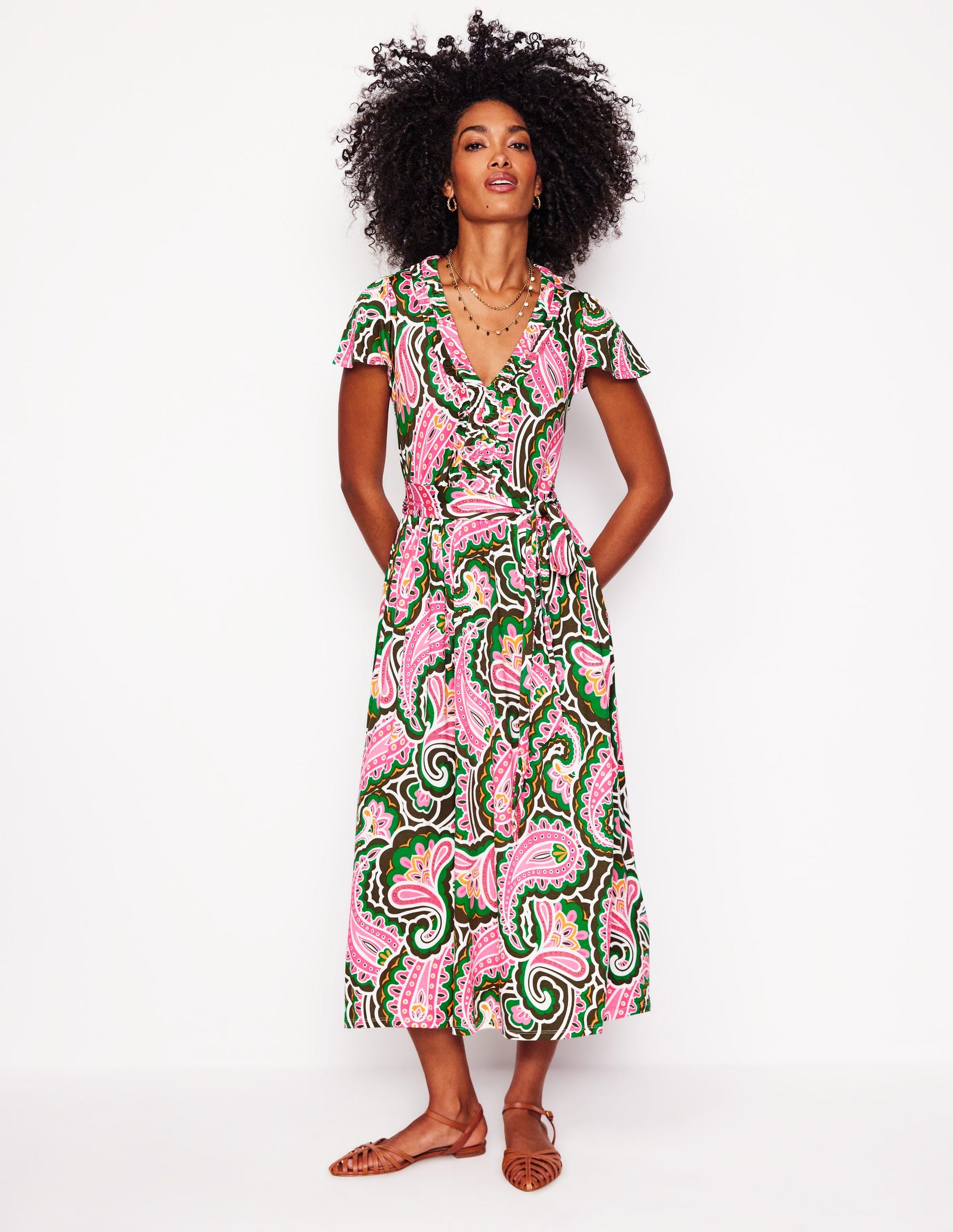 Nicola Jersey Tea Dress-Multi, Scallop Paisley-4