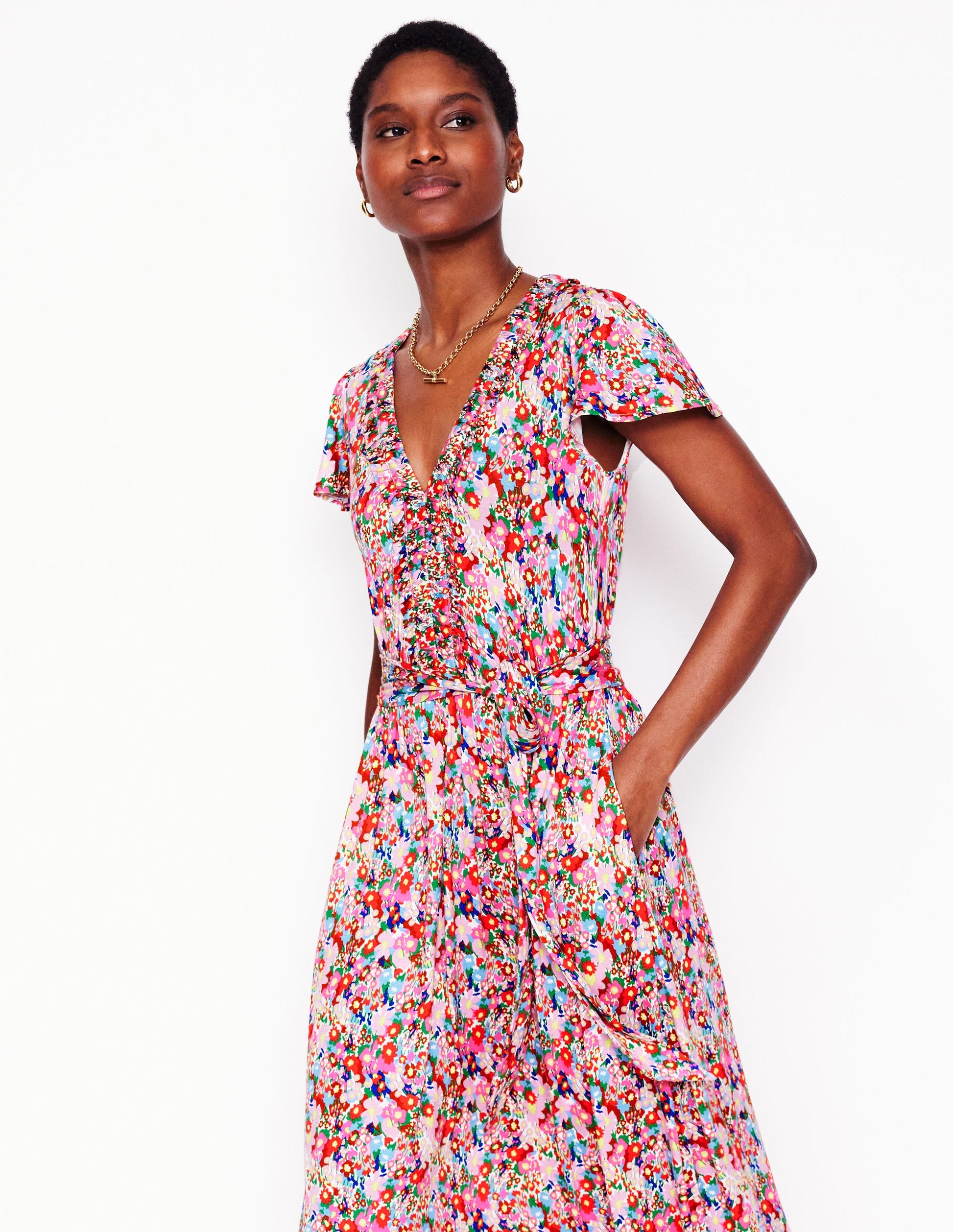 Nicola Jersey Tea Dress-Multi, Wildflower Garden | Boden Global Nicola Jersey Tea Dress-Multi, Wildflower Garden | Boden Global