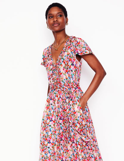 Nicola Jersey Tea Dress-Multi, Wildflower Garden