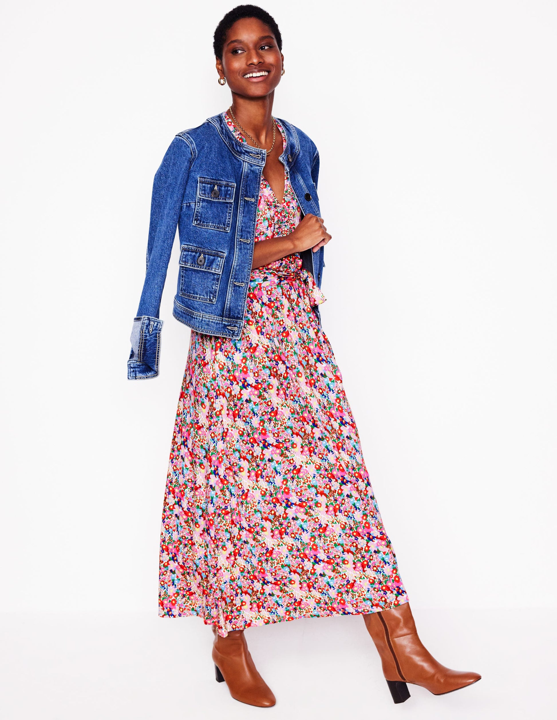 Nicola Jersey Tea Dress-Multi, Wildflower Garden | Boden Global Nicola Jersey Tea Dress-Multi, Wildflower Garden | Boden Global