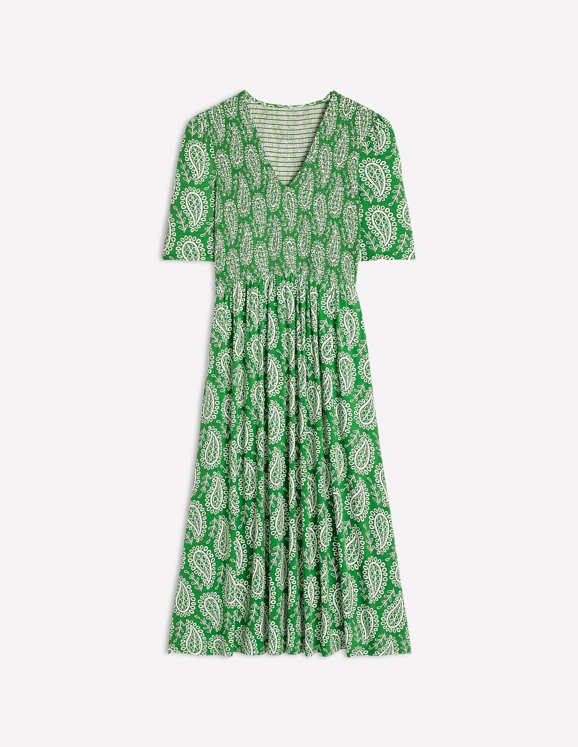 Bethany Smocked Jersey Dress-Paradise Green, Paisley Heart-6