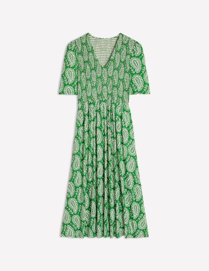 Bethany Smocked Jersey Dress-Paradise Green, Paisley Heart-6