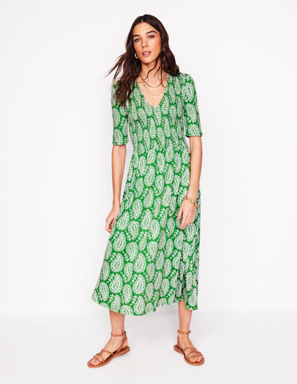 Bethany Smocked Jersey Dress-Paradise Green, Paisley Heart-3