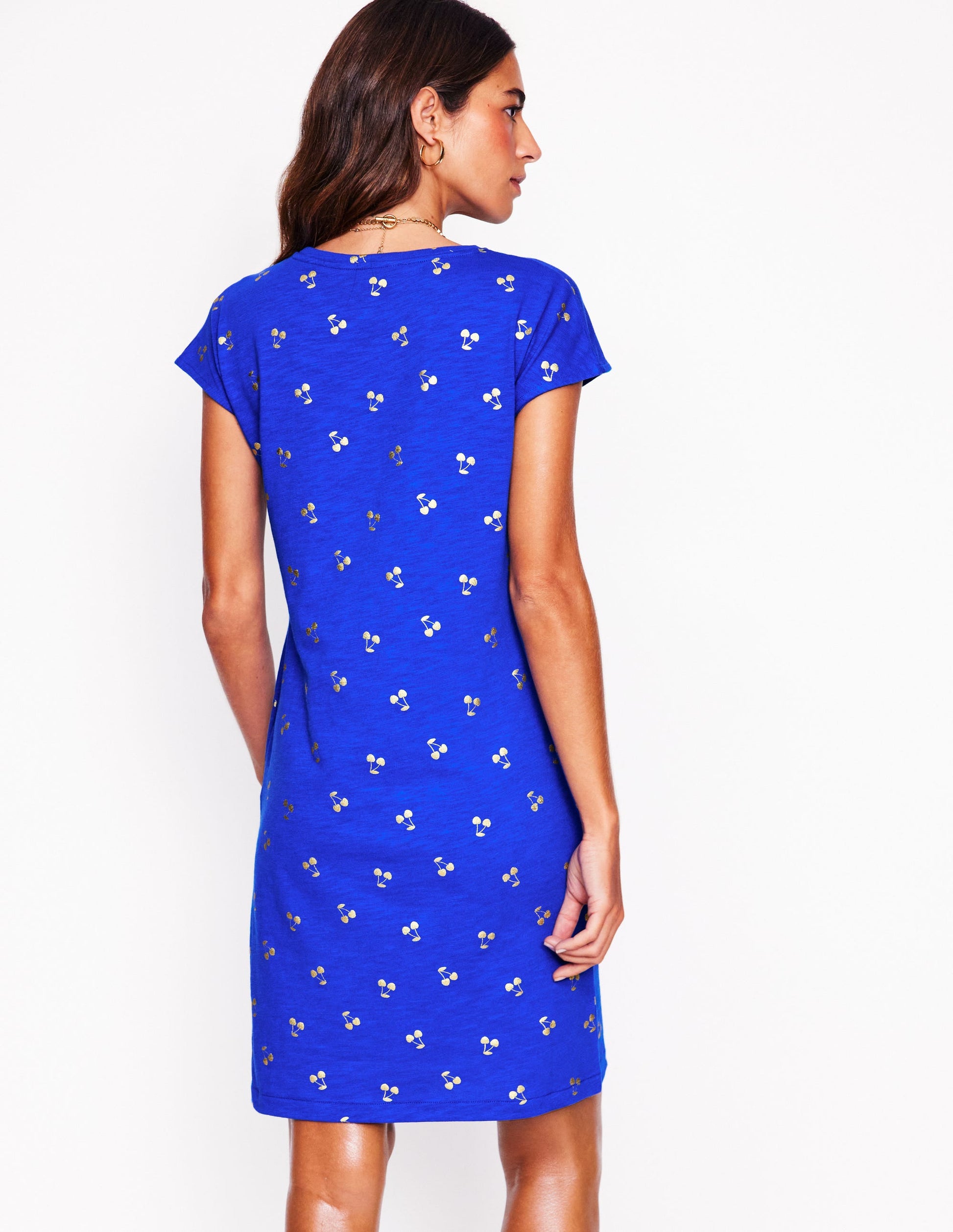 Leah Jersey T-shirt Dress-Gallery Blue, Cherry Ditsy-3