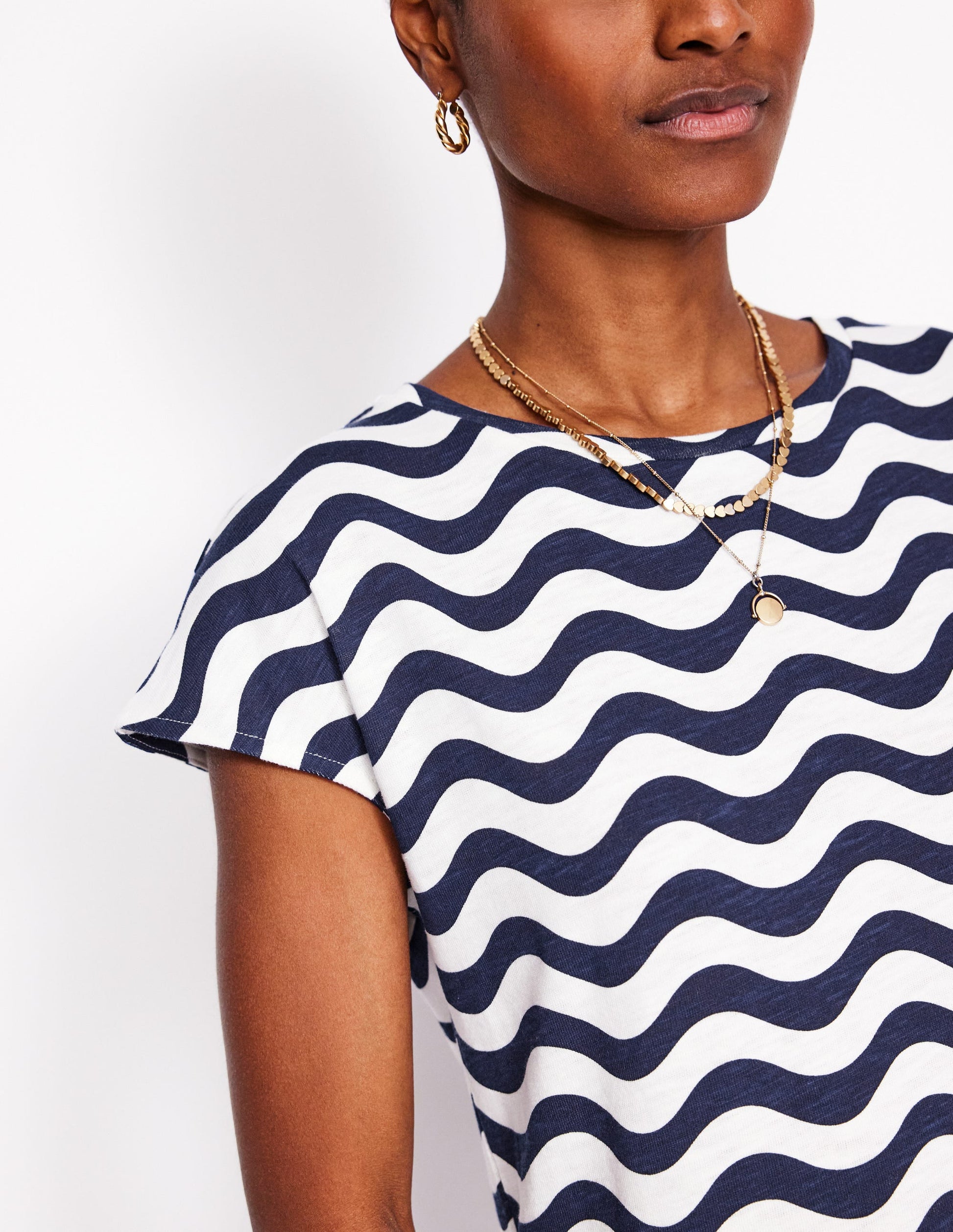 Leah Jersey T-shirt Dress-French Navy, Mono Wave-2