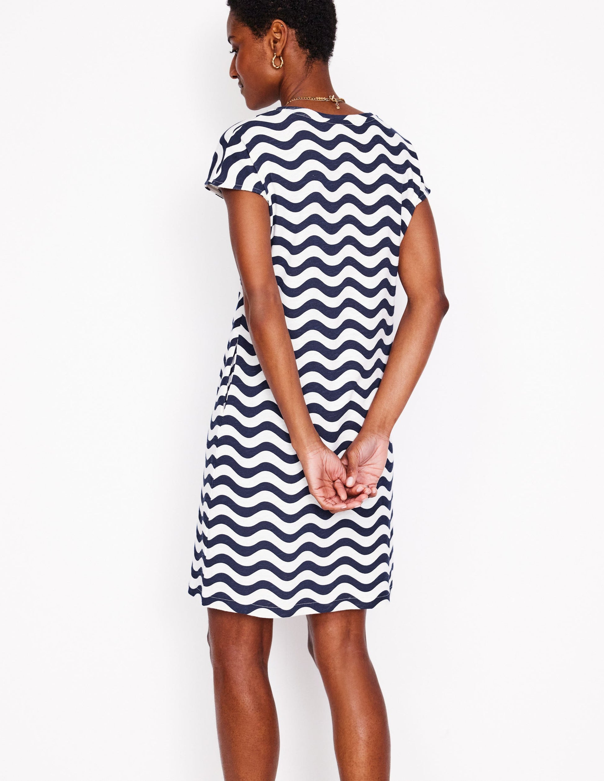 Leah Jersey T-shirt Dress-French Navy, Mono Wave-3