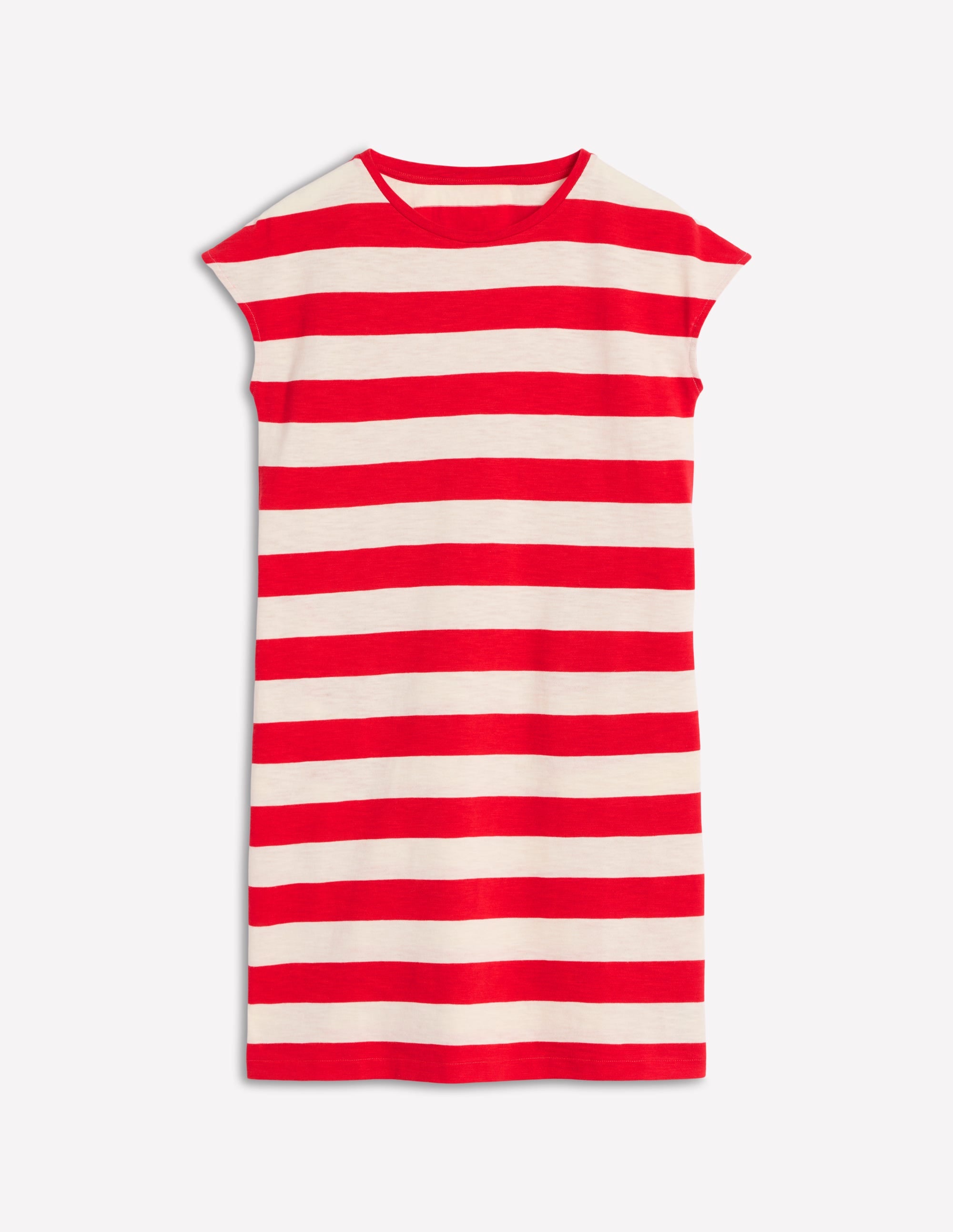 Leah Jersey T-shirt Dress-Poppy Red, White Stripe - Image 5