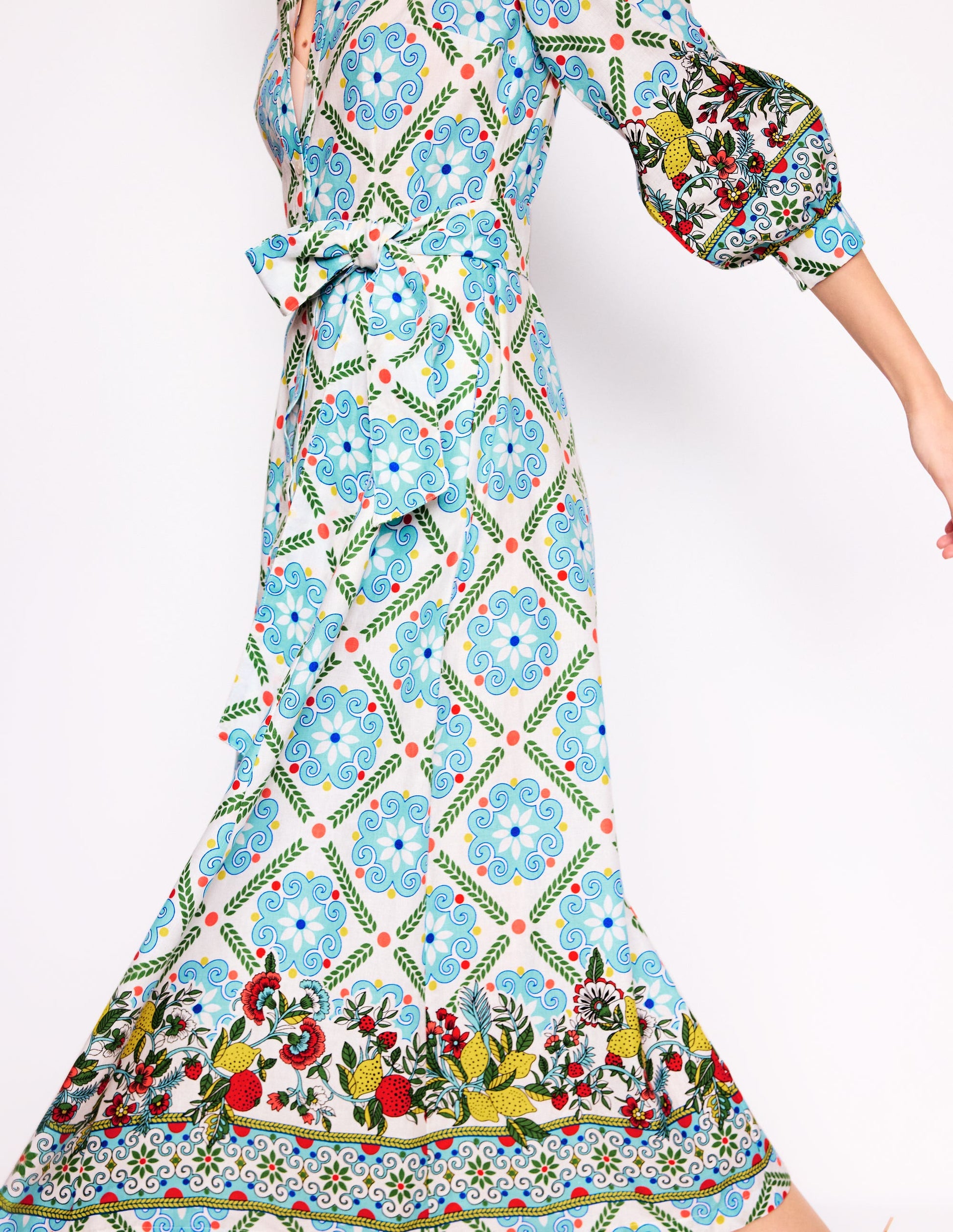 Clara Linen Blend Shirt Dress-Multi, Citrus Vine Tile | Boden Global Clara Linen Blend Shirt Dress-Multi, Citrus Vine Tile | Boden Global