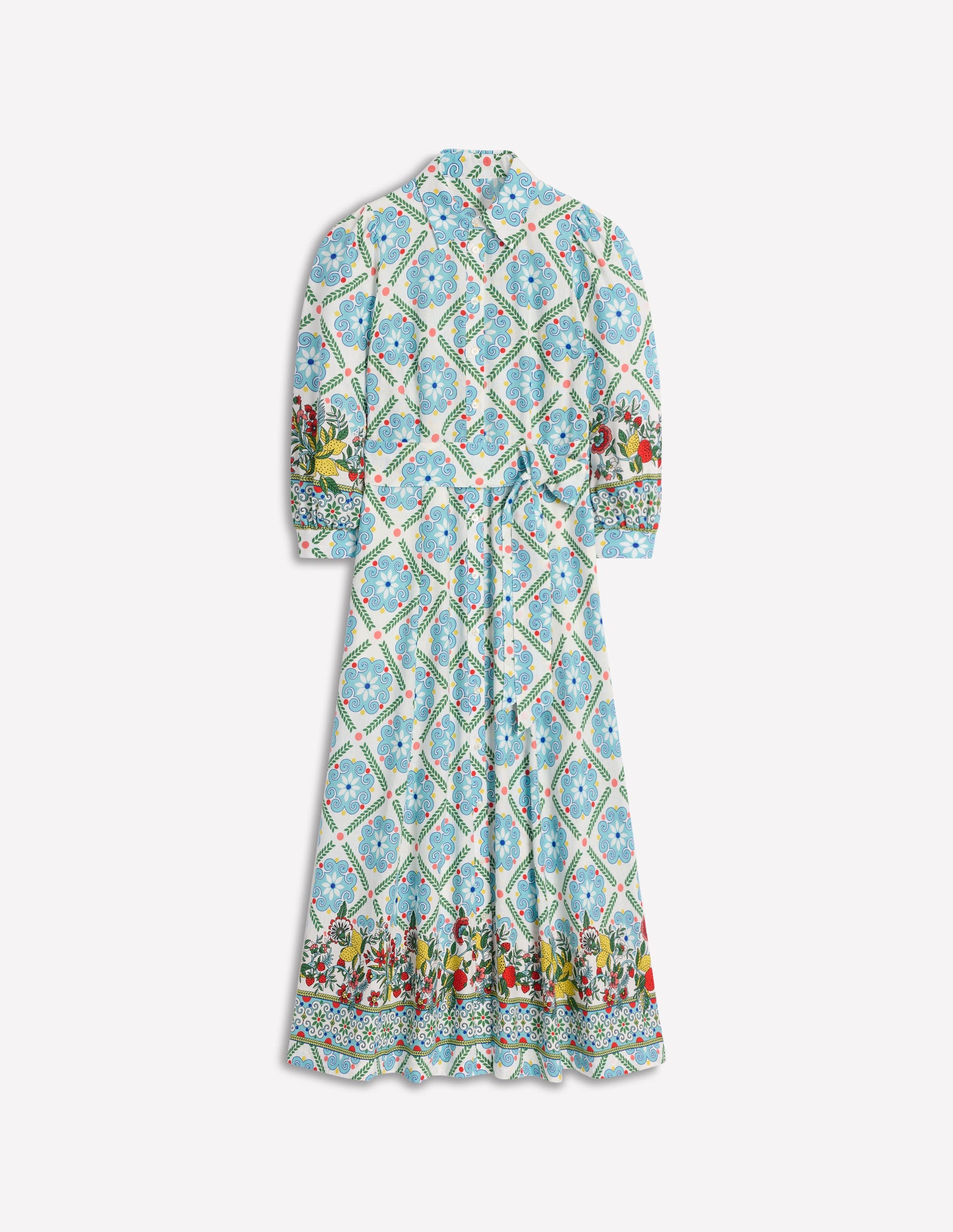 Clara Linen Blend Shirt Dress-Multi, Citrus Vine Tile | Boden Global Clara Linen Blend Shirt Dress-Multi, Citrus Vine Tile | Boden Global