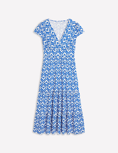 Eloise Tiered Jersey Dress-Gallery Blue, Ivy Trellis