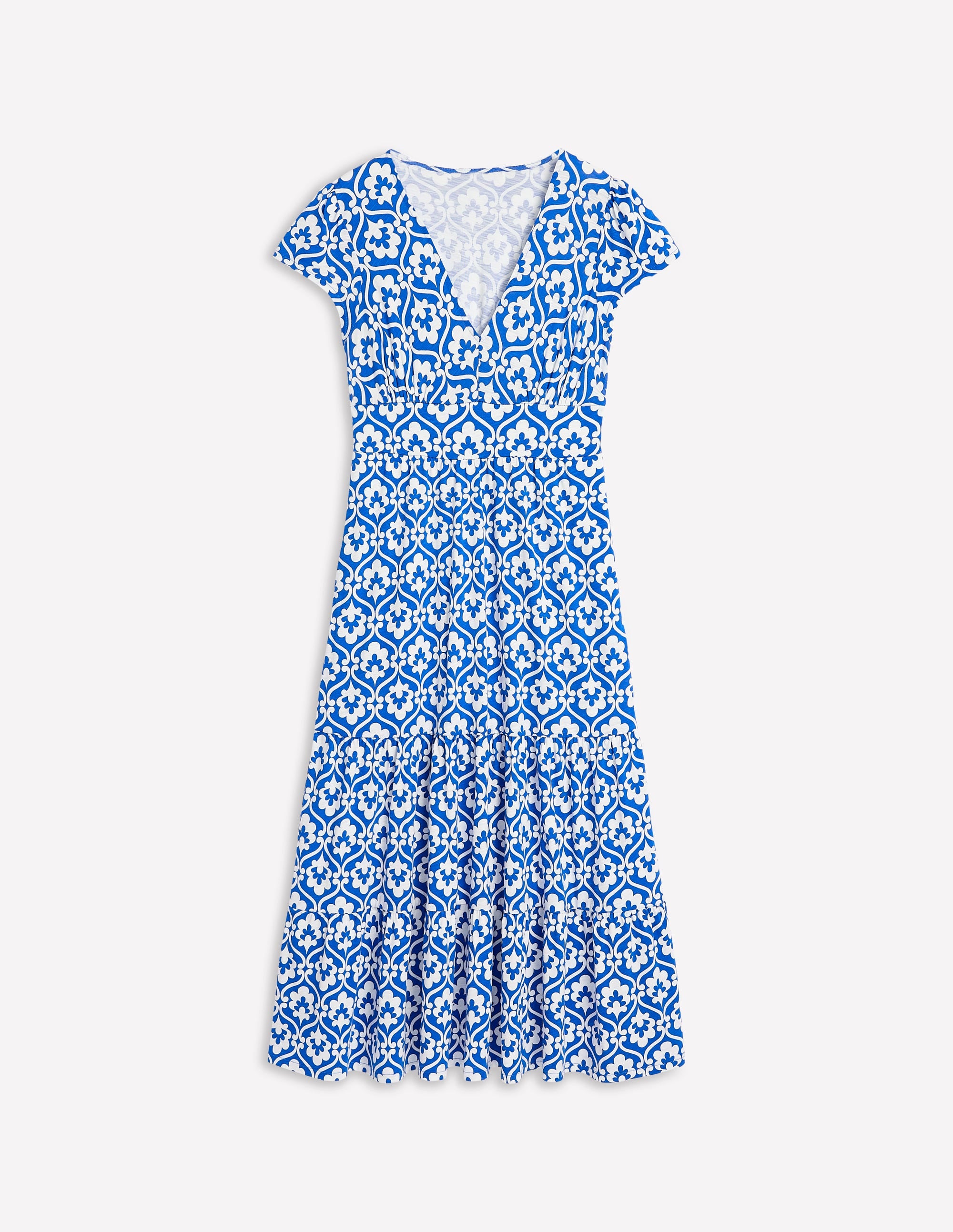 Eloise Tiered Jersey Dress-Gallery Blue, Ivy Trellis - Image 5